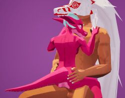 3d_(artwork) animal_mask animated anthro ass balls claws digital_media_(artwork) duo erection female female_penetrated fur genitals hair horn human interspecies kobold kobold_dellarte larger_male low_poly male male/female male_penetrating male_penetrating_female mammal mask nude penetration penis reptile scalie sex short_playtime simple_background size_difference smaller_female tail