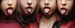 3d 4girls ada_wong ashley_graham blender claire_redfield female_focus female_only gretdb jill_valentine mouth mouth_shot multiple_girls open_mouth resident_evil resident_evil_2 resident_evil_2_remake resident_evil_3 resident_evil_3_remake tagme tongue tongue_out