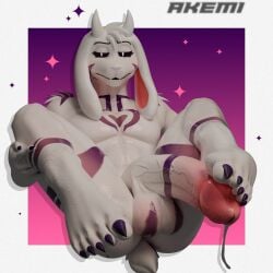 2024 2_horns 3d_(artwork) absurd_res akemimelon3d anthro artist_name asriel_dreemurr asriel_dreemurr_(god_form) ass balls big_penis black_markings black_sclera bodily_fluids boss_monster_(undertale) bovid caprine cum digital_media_(artwork) feet floppy_ears fur genital_fluids genitals goat hi_res horn humanoid_genitalia humanoid_penis looking_at_viewer lop_ears male male_anthro male_only mammal markings nude nude_anthro nude_male penis scut_tail short_tail solo tail undertale undertale_(series) vein veiny_penis white_body white_fur