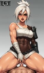 ai_generated cowgirl_position league_of_legends pov riven sex touchfluffytails white_hair