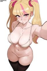 1girls alternate_version_available bare_shoulders belly belly_button big_breasts blonde_hair bottomless bra breasts clothing collarbone female female_focus female_only fortnite hips lennox_rose_(fortnite) light_skin lilatole looking_at_viewer navel no_panties nude nude_female open_eyes pink_eyes pink_hair pussy selfie shaved_pussy skindentation standing thighhighs thighs thin_waist twintails two_tone_hair upscaled vagina