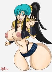 1girls big_breasts black_hair blue_hair breasts bulchi bulma_briefs chichi dragon_ball dragon_ball_z female fusion metamoran_clothing nipples solo thatdirtymexican92 thick_thighs wide_hips