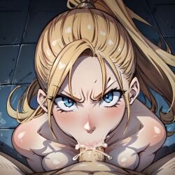 1girls ai_generated angry angry_face angry_fellatio arbitrary blonde_hair blowjob blue_eyes chrono_trigger cum cum_in_mouth deepthroat face_fucking fellatio female_focus forced_oral hi_res marle oral oral_creampie penis_in_mouth pov pov_eye_contact small_breasts stable_diffusion throat_fuck