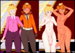 2boys 3d amanwithnoplan balls big_penis erection femboy hung_femboy hung_trap koikatsu male male_only mario_(series) nude penis princess_daisy princess_peach rule_63