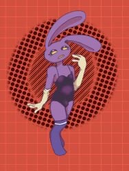 bunny crossdressing femboy gay gloves jax_(the_amazing_digital_circus) male male_only no_humans non-human non-human_only purple_skin skimpy_clothes solo the_amazing_digital_circus thigh_socks yaoi yellow_sclera yellow_teeth