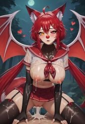 ai_generated bat_wings blush blush_lines blushing_at_viewer chiimuuvt civitai cum cum_drip cum_dripping_from_pussy cum_in_pussy cum_inside cum_on_arms cum_on_body cum_on_breasts cum_on_thighs exhibitionism exhibitionist female female_only forest fox_ears fox_tail hair_between_eyes heterochromia horns horny horny_female latam_virtual_youtuber long_hair looking_at_viewer night_sky no_panties no_panties_under_skirt nude nude_female orange_eye public public_nudity public_sex pussy red_eye red_hair schoolgirl_uniform shaved_pussy twintails virtamate virtual_youtuber vtuber wet_shirt