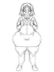 1girls ass azumanga_daiou big_ass big_butt black_and_white bottom_heavy clothing curvaceous curvy curvy_figure female female_only front_view fully_clothed huge_ass monochrome office_lady osaka_ayumu_kasuga short_hair solo solo_female tagme thick_thighs voluptuous voluptuous_female wiirart