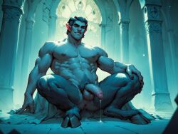 after_anal ai_generated animal_legs bara bara_tits cum_dripping_from_ass cum_dripping_from_penis dripping_cum fantasy hooves huge_cock incubus male_only muscular_male penis_dripping red_eyes spaceemperor32089 temple yaoi