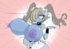 areola areolae big_breasts bimbo breasts dangus-llc disgaea disgaea_5 exposed_breasts gigantic_breasts huge_areola huge_areolae huge_breasts huge_nipples large_breasts maid maid_(disgaea) nipples nippon_ichi_software wardrobe_malfunction zombie_girl