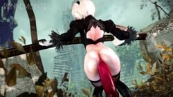 1girls 3d ambiguous_penetration animated ass bennemonte big_dildo bottomless bush dildo equine_dildo female female_only fixed_dildo hair_band holding_on huge_dildo large_dildo masturbation nature nier nier:_automata no_sound penis red_penis riding sex_toy sitting_on_dildo solo source_filmmaker squatting thighhighs upright_dildo video white_hair yorha_2b