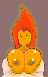 1boy 1girls adventure_time alternate_breast_size big_breasts big_penis breasts dated flame_princess godalmite huge_breasts interspecies male_pov nipples paizuri penis pov sketch straight watermark