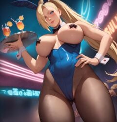 1girls ai_generated alcohol alex-schura alternate_breast_size alternate_costume arm_support bar bar_(place) bare_arms bare_breasts bare_chest bare_shoulders big_breasts blonde_hair blue_eyes bob_cut boruto:_naruto_next_generations bowtie bunny_ears bunny_girl bunnysuit cleavage covered_nipples cowboy_shot detached_collar detached_sleeves drink exposed_breasts fake_animal_ears glass hair_over_one_eye holding_object hourglass_figure huge_breasts indoors ino_yamanaka large_breasts leotard leotard_aside leotard_pull light-skinned_female light_skin long_hair mature mature_female mature_woman milf nai_diffusion naruto naruto:_the_last naruto_(series) naruto_shippuden no_bra pantyhose pasties people_in_background ponytail presenting presenting_breasts revealing_clothes ribbon sagging_breasts showing_breasts skimpy skimpy_clothes slim_waist smile solo stable_diffusion star_(symbol) star_pasties strapless_leotard tied_hair tray twintails very_long_hair voluptuous waitress wide_hips