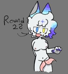 anthro bodily_fluids breasts cum domestic_cat felid feline felis female genital_fluids genitals humanoid mammal original_character penis precum reptilian_penis solo trans_(lore) trans_woman_(lore)