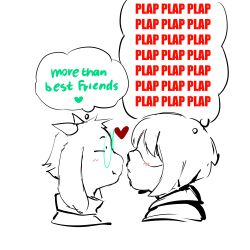 absurd_res anthro blush bovid caprine clothed clothing deltarune duo english_text eyewear gay glasses goat hi_res horn human imminent_kiss kinkykong kissing kris_(deltarune) looking_at_another male mammal ralsei text thought_bubble undertale_(series) yaoi