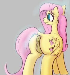 anus equid equine female fluttershy_(mlp) friendship_is_magic genitals hasbro horse low_res mammal my_little_pony mythological_creature mythological_equine mythology new_pone pegasus pony pussy raised_tail simple_background solo tail tail_anus wings