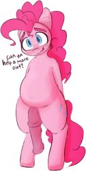 blue_eyes embarrassed equid equine female friendship_is_magic futanari genitals hasbro horse mammal my_little_pony new_pone penis pink_body pinkie_pie_(mlp) pony solo standing