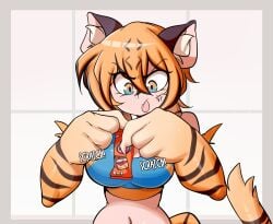 big_breasts big_hands breasts female furry hands huge_breasts lucyfercomic struggling_to_open tagme tuka_(lucyfercomic)