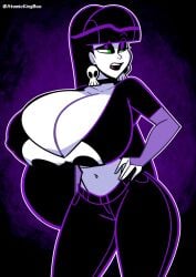 1girls 2025 artist_name ass atomickingboo big_ass big_breasts big_tiddy_goth_gf black_hair breasts breasts_bigger_than_head child_bearing_hips clothed clothed_female clothing curvy_female earrings english english_text female female_focus female_only fully_clothed fully_clothed_female goth goth_girl gothic gothic_girl green_eyes huge_breasts hyper_breasts light-skinned_female light_skin lindel_dollice_quilten long_hair_female massive_breasts oc original original_character pale-skinned_female pale_skin skull_earrings solo solo_female solo_focus text the_besties_(atomickingboo) thick_thighs thighs