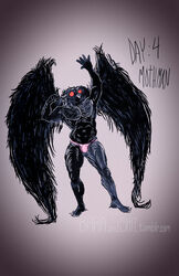 alien alien_humanoid american_mythology anthro baraandshit bulge cryptid cryptozoology folklore male male_only monster mothman muscles mythology north_american_mythology penis_outline public_domain solo urban_legend