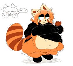 anthro bbw belly clothing fat female furry hyper hyper_fat maddie_(maddiesbad) morbidly_obese morbidly_obese_female orange_fur red_panda ssbbw