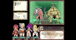 2boys 2d 4girls animated armor ass blonde_female blonde_hair cum demon dominant_female dungeon_of_erotic_master fellatio female_knight fight fire from_behind gameplay_mechanics interspecies magic monster mp4 oral paizuri purple_hair red_hair riding rushimarudou size_difference swallowing sword tagme video
