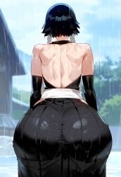 1girls ai_generated alternate_breast_size artstyle_imitation ass black_hair bleach breasts dat_ass female floox hi_res high_resolution huge_ass large_breasts light-skinned_female light_skin short_hair soifon stable_diffusion thiccwithaq_(ai_style)