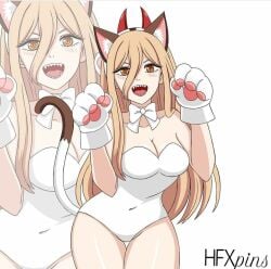 cat_ears chainsaw_man cleavage cosplay devil_horns hfxpins power_(chainsaw_man)