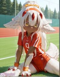 ai_generated armpit_fetish armpits cameltoe faputa fur furry high_resolution highres hires made_in_abyss panzglard sport sports_bra sports_uniform sportswear sweat