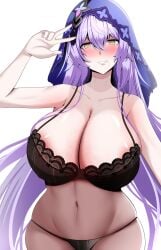 1girls astraea_(atelierastraea) black_swan_(honkai:_star_rail) bra breasts female hips honkai:_star_rail honkai_(series) huge_breasts large_breasts light-skinned_female light_skin long_hair panties simple_background thick_thighs thighs wide_hips