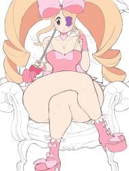 1girls ass big_ass big_butt big_thighs blonde_female blonde_hair breasts color_edit crossed_legs fat_ass fat_butt fat_thighs female harime_nui huge_thighs kill_la_kill parasol pout pouting pouty_lips thanuki thanukiart thick_ass thick_butt thick_thighs thighs third-party_edit twintails