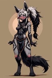 1girls ai_generated anthro anthro_only blue_eyes braided_hair furry furry_female furry_only long_hair mightyena original_character pokemon pokemon_(species) ramble_(scorpianpp) scorpianpp self_upload solo_female stable_diffusion white_hair