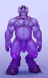 big_penis blizzard_entertainment body_hair crona_(artist) draenei face_tentacles facial_hair flaccid genitals happy_trail hi_res hooves horn humanoid male male_only navel nipples nude penis purple_body sideburns smile smirk solo tail tentacle vein veiny_muscles veiny_penis warcraft