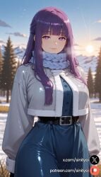 1girls 2025 ai_generated ass bangs big_ass big_breasts blurred_background blurry_background depth_of_field female fern_(sousou_no_frieren) frieren_beyond_journey&#039;s_end fringe hi_res high_quality high_resolution highres huge_ass huge_breasts huge_thighs long_hair nsfw patreon patreon_exclusive patreon_link patreon_logo patreon_url purple_eyes purple_hair sinity small_waist sousou_no_frieren thick_thighs thin_waist