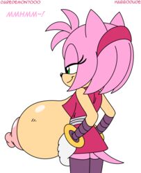 2014 amy_rose anthro areola big_breasts big_eyes big_head breasts clothed clothing daredemon7000 erect_nipples eulipotyphlan female flashing flat_colors fur habbodude hedgehog huge_breasts mammal nipples partially_clothed pink_fur solo sonic_(series) toony