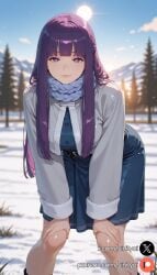 1girls 2025 ai_generated ass bangs big_ass big_breasts blurred_background blurry_background depth_of_field female fern_(sousou_no_frieren) frieren_beyond_journey&#039;s_end fringe hi_res high_quality high_resolution highres huge_ass huge_breasts huge_thighs long_hair nsfw patreon patreon_exclusive patreon_link patreon_logo patreon_url purple_eyes purple_hair sinity small_waist sousou_no_frieren thick_thighs thin_waist