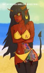 ayah beach bikini demon demon_girl text vapenaishon