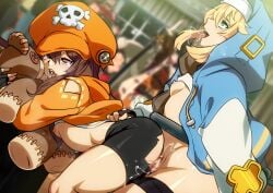1futa 1girls areola areolae ass big_ass big_butt blonde_hair breasts bridget brown_hair butt clothing dickgirl drooling eyelashes female futa_on_female futanari green_eyes guilty_gear guilty_gear_strive jcm2 may_(guilty_gear) mouth_open nipples orange_eyes penetration penis penis_in_pussy precum pussy_juice saliva short_hair small_breasts teddy_bear thick_thighs tongue tongue_out trans_woman transfem transgender_woman vaginal_fluids vaginal_penetration vaginal_sex