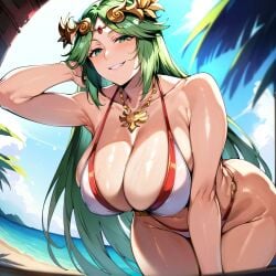 1girls ai_generated alternate_breast_size big_breasts bikini bostin breasts busty curvaceous curvy curvy_body curvy_female curvy_figure female huge_breasts kid_icarus large_breasts nipples palutena sweat sweating sweaty sweaty_body sweaty_breasts swimwear thick_thighs thighs venus_body