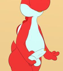 anthro ball_grab balls hi_res humanoid_penis invalid_tag male male_only mario_(series) nintendo nude open_mouth penis presenting scalie shell solo standing uncut video_games vigmarr yoshi