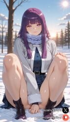 1girls 2025 ai_generated ass bangs big_ass big_breasts blurred_background blurry_background depth_of_field female fern_(sousou_no_frieren) frieren_beyond_journey&#039;s_end fringe hi_res high_quality high_resolution highres huge_ass huge_breasts huge_thighs long_hair nsfw patreon patreon_exclusive patreon_link patreon_logo patreon_url purple_eyes purple_hair sinity small_waist sousou_no_frieren thick_thighs thin_waist