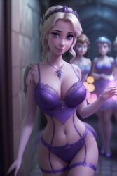 3d 4girls ai_generated dionysus3d disney female female_only harem lingerie lingerie_only multiple_girls princess