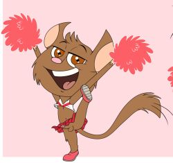 anthro balls brown_fur cheerleader cheerleader_uniform cropped crossdressing dickie_sugarglider enookie erection humanoid my_gym_partner's_a_monkey no_humans non-human non-human_only penis smile sugarglider third-party_edit