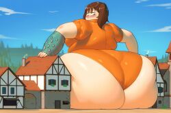 bbw belly_overhang better_with_salt big_belly big_butt big_female blush blushing butt chubby chubby_face chubby_female destruction destruction_of_property diane_(nanatsu_no_taizai) embarrassed fantasy fat fat_ass fat_female fat_fetish fat_girl fat_woman fatty giant_butt giant_thighs giantess huge_butt large_female massive_butt massive_thighs nanatsu_no_taizai obese obese_female overweight overweight_female pig plump pork_chop seven_deadly_sins sitting_down sitting_on_building squeezing squeezing_butt squish thick_thighs tubby weight_gain