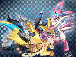 3boys after_sex alternate_color anthro anthrofied anus ass big_ass big_ears big_eyes big_testicles black_eyes blue_background blue_eyes blue_fur blush cum cum_in_ass cum_in_mouth cum_inside cum_on_body cum_overflow eeveelution excessive_cum feet foreskin furry gay girly group group_sex huge_testicles hyper hyper_penis hyper_testicles interspecies jolteon large_ass larger_male leg_up long_ears male male_only nintendo nude orgasm original_character paws penis pokémon_(species) pokemon pokemon_gsc pokemon_rgby raised_leg red_sclera see-through sex shiny_pokemon size_difference smaller_female spread_legs standing sylveon tail testicles text thick_penis thick_thighs threesome umbreon video_games watermark white_crest wide_hips x-ray yaoi yellow_fur