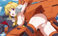 blonde_hair charlotte_dunois female highres infinite_stratos nipples purple_eyes pussy