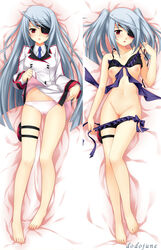 breasts dakimakura_design infinite_stratos laura_bodewig nipples nude panties pussy red_eyes school_uniform silver_hair small_breasts thigh_gap uncensored underwear