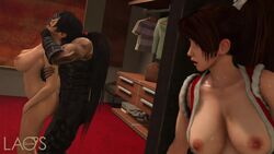 1boy 2girls 3d animated areolae asian asian_female asian_male being_watched big_breasts bouncing_breasts breasts clothed_male_nude_female dead_or_alive fatal_fury female fingering from_behind king_of_fighters kunoichi laosduude large_breasts mai_shiranui male masturbation momiji_(ninja_gaiden) multiple_girls ninja_gaiden nipples no_sound nude ryu_hayabusa sex snk source_filmmaker tecmo video voyeur voyeurism