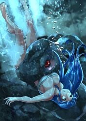 asphyxiation barefoot drowned drowning empty_eyes feet foxeye_(artist) miyo_(foxeye) sacrifice_girl:_the_curse_of_demon_snake submerged tagme