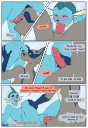 69_position animal_genitalia anthro balls big_breasts blue_body blush bodily_fluids breasts canid canine comic cunnilingus dialogue dripping dripping_pussy drooling duo eeveelution english_text female female_on_top from_front_position fur generation_1_pokemon generation_8_pokemon genital_fluids genitals grey_body grey_fur grinding heart_eyes heart_symbol hi_res humanoid licking lin_(marx) lying male male/female mammal max_(marx) missionary_position multiple_scenes narusewolf nintendo nude nude_female on_back on_top oral oral_penetration pawpads penetration penile penis penis_lick pokemon pokemon_(species) pokemorph red_eyes rubbing_penis saliva saliva_drip saliva_on_penis saliva_on_tongue saliva_string scent sex sheath shiny_pokemon shy sky sniffing surprise_nudity surprised_face text thievul tongue vaginal_fluids vaginal_penetration vaporeon vulva wet