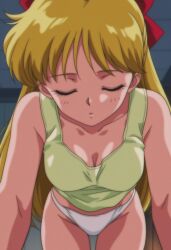 1girls accurate_art_style adult_swim alluring bishoujo_senshi_sailor_moon bishoujo_senshi_sailor_moon_r bishoujo_senshi_sailor_moon_r_the_movie bishoujo_senshi_sailor_moon_s bishoujo_senshi_sailor_moon_s_the_movie bishoujo_senshi_sailor_moon_supers bishoujo_senshi_sailor_moon_supers_the_movie chui_(artist) cleavage closed_eyes medium_breasts minako_aino panties point_of_view sleeveless_shirt tank_top toei_animation toonami